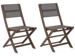 Beliani Sada 2 skladacích záhradných stoličiek z akáciového dreva tmavé drevo CESANA