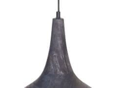 Beliani Závesná lampa s 2 tienidlami z mangového dreva čierna/mosadzná BAGMATI