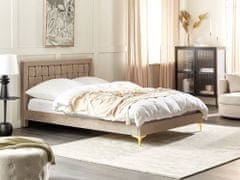 Beliani Zamatová posteľ 140 x 200 cm béžová LIMOUX