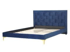 Beliani Zamatová posteľ 140 x 200 cm námornícka modrá LIMOUX