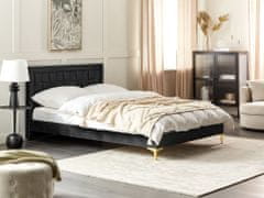 Beliani Zamatová posteľ 140 x 200 cm čierna LIMOUX