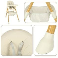 KIK KX4516 Detská jedálenská stolička s podnožkou krémová