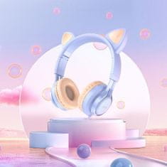 Hoco W36 slúchadlá s mačacími ušami 3.5mm mini jack, svetlomodré