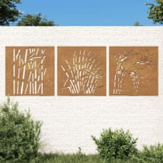 Petromila vidaXL Záhradné dekorácie 3 ks 55x55 cm, cortenová oceľ, tráva