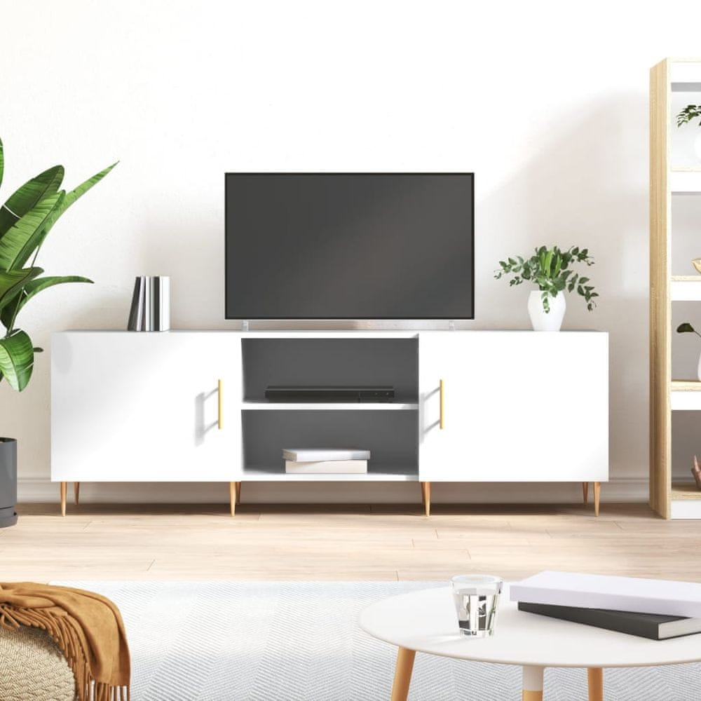 Vidaxl TV skrinka, lesklá biela 150x30x50 cm, kompozitné drevo