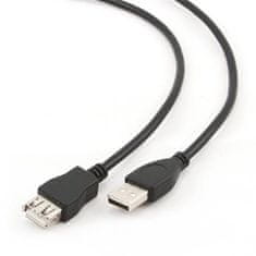 Gembird Kábel USB AA 3m 2.0 predlžovací HQ Black, pozlátené kontakty