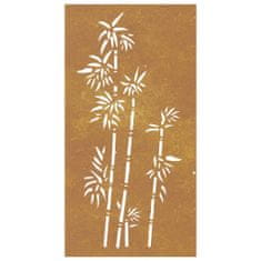 Vidaxl Záhradná dekorácia 105x55 cm kortenová oceľ dizajn bambusu