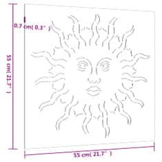 Vidaxl Záhradná dekorácia 55x55cm kortenová oceľ dizajn slnka