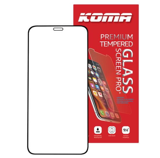 KOMA Tvrdené sklo Full Cover pre iPhone 12 Pro Max, 3D zaoblenie, tvrdosť 9H