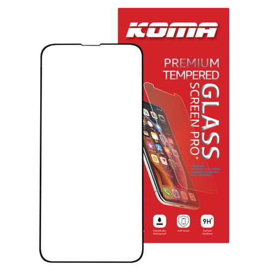 KOMA Tvrdené sklo Full Cover pre iPhone 13 Mini, 3D zaoblenie, tvrdosť 9H