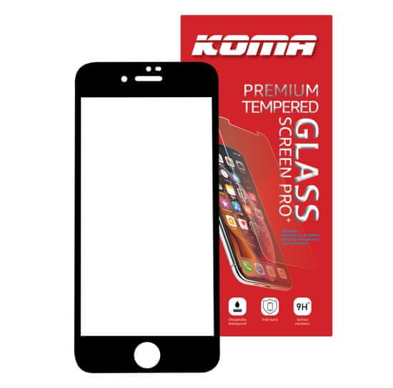 KOMA Tvrdené sklo Full Cover pre iPhone 7/8/SE 2020, 3D zaoblenie, tvrdosť 9H