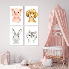 PIPPER. Set detských obrazov - Domáce zvieratká, 4x 50x40 cm