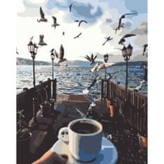 PIPPER. Maľovanie podľa čísiel "Šálka kávy pri mori" 50x40 cm, plátno vypnuté na ráme