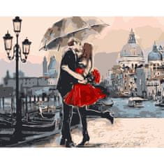 PIPPER. Maľovanie podľa čísiel "Zamilovaný pár s dáždnikom" 50x40 cm, plátno vypnuté na ráme