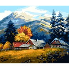 PIPPER. Maľovanie podľa čísiel "Domy v horách" 50x40 cm, plátno vypnuté na ráme