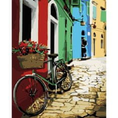 PIPPER. Maľovanie podľa čísiel "Bicykel v uličke" 50x40 cm, plátno vypnuté na ráme