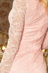 Numoco Dámske krajkové šaty Cadwan pastelová ružová S