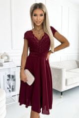 Numoco Dámske krajkové šaty Linda bordo XL