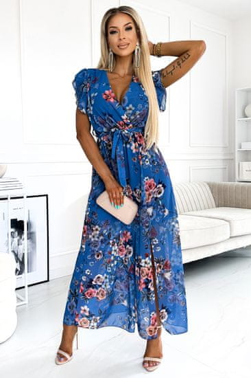 Numoco Dámske kvetované šaty Aria modrá
