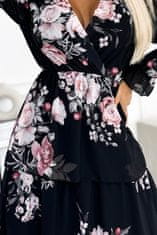 Numoco Dámske kvetované šaty Martina čierna a ružová Universal