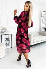 Numoco Dámske kvetované šaty Carla čierno-červená Universal