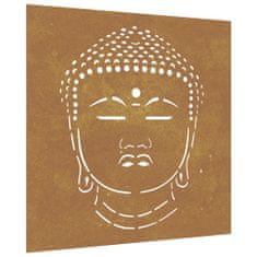 Vidaxl Záhradná dekorácia 55x55 cm, cortenová oceľ, hlava Buddhu