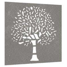 Vidaxl Záhradná dekorácia 55x55 cm, cortenová oceľ, strom