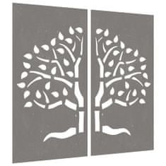 Petromila vidaXL Záhradné nástenné dekorácie 2 ks 105x55 cm kortenová oceľ strom