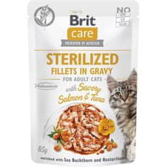 Brit Care Cat vreciek. Fillets Gravy Sterilised with Savory Salmon&Tuna 85 g