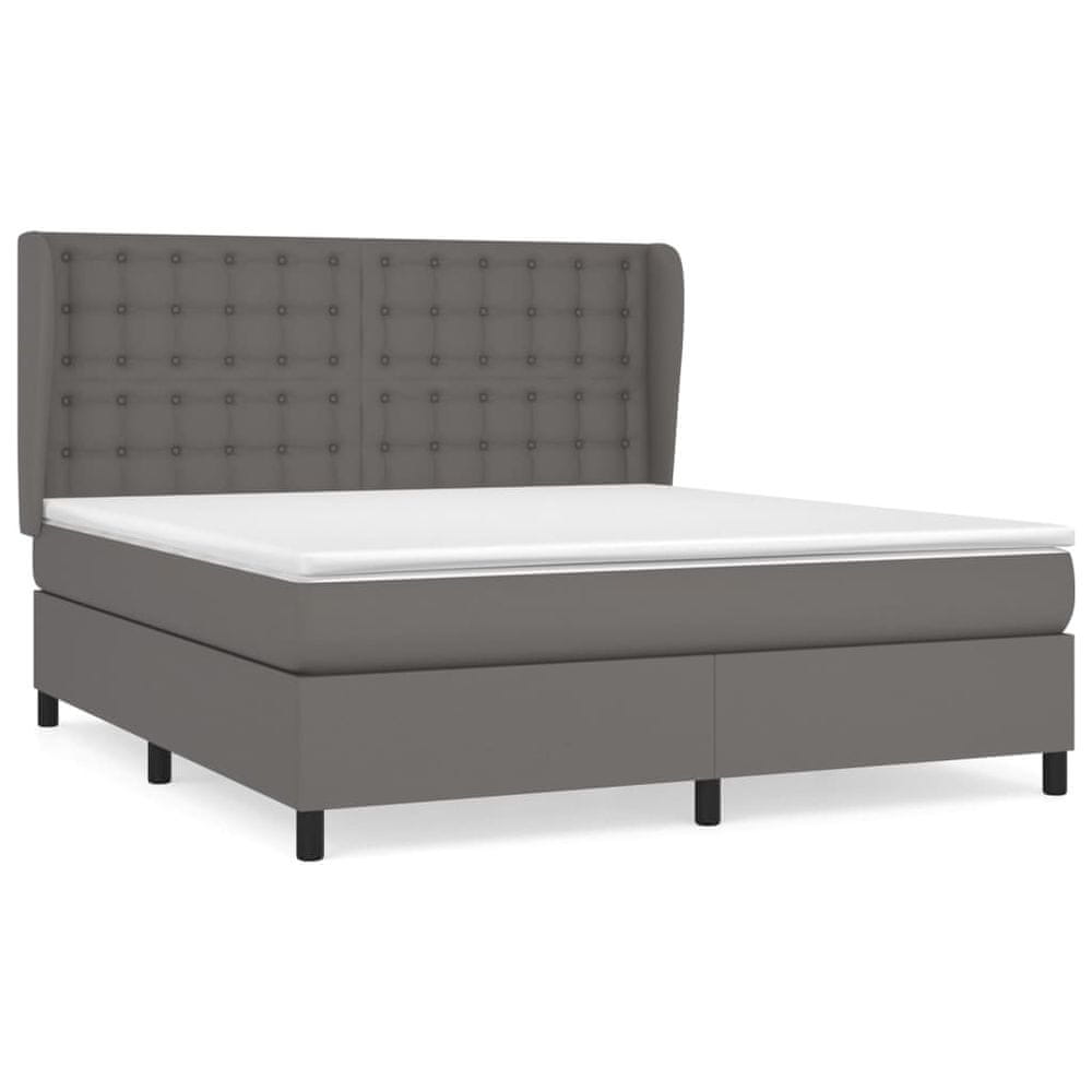 Vidaxl Boxspring posteľ s matracom sivá 180x200 cm umelá koža