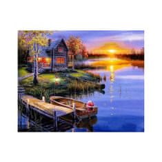 PIPPER. Maľovanie podľa čísiel "Chata pri jazere" 50x40 cm, plátno vypnuté na ráme