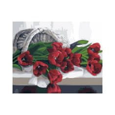 PIPPER. Maľovanie podľa čísiel "Červené tulipány" 50x40 cm, plátno vypnuté na ráme