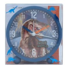Dino World Stolný budík s osvetlením , Modrý s hnedým T-Rexom