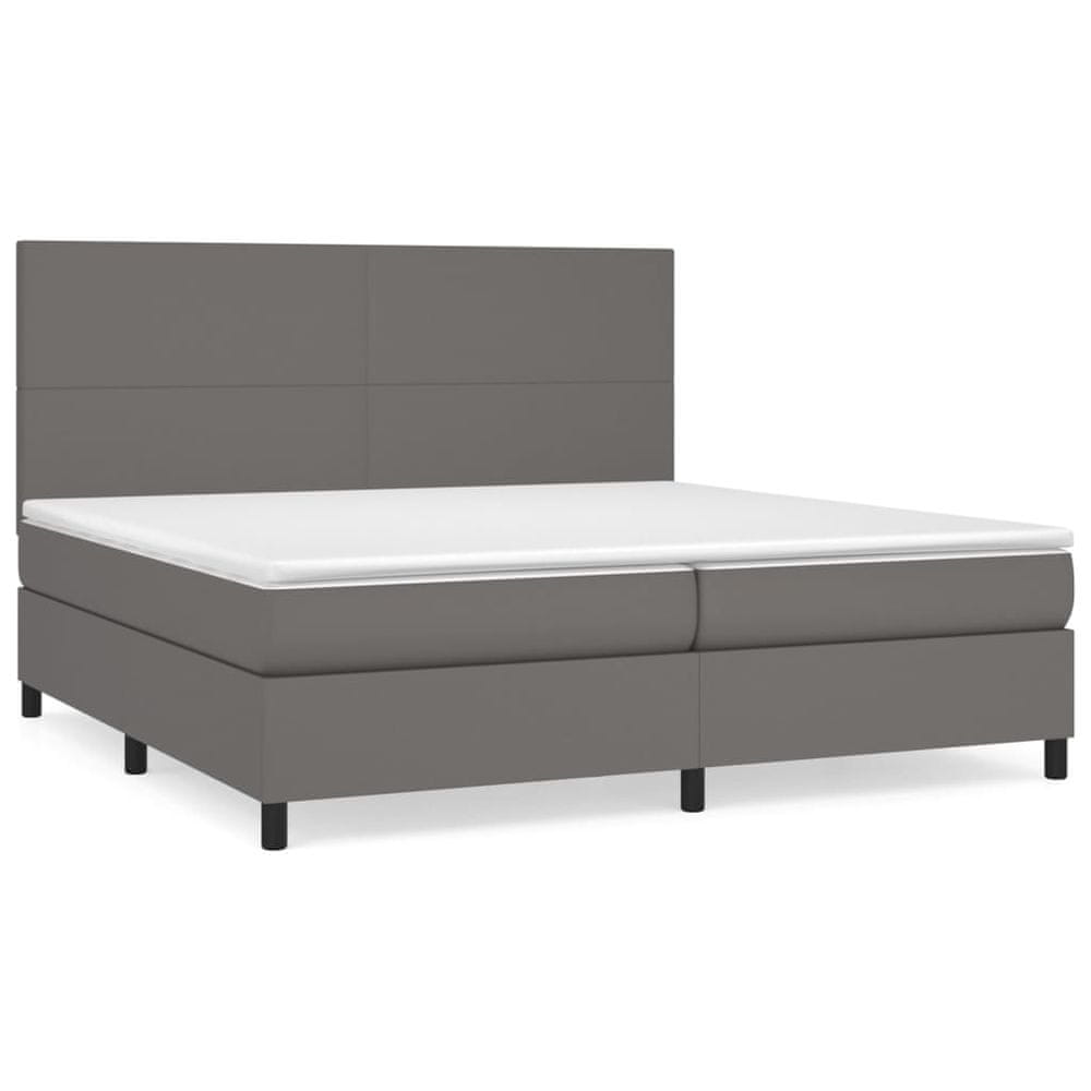 Vidaxl Boxspring posteľ s matracom sivá 200x200 cm umelá koža