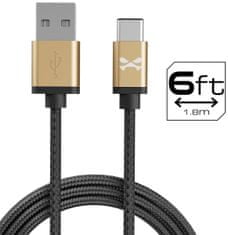 Ghostek Kábel - NRGline USB-C 1,8m , Black/Gold (GHOCBL006)