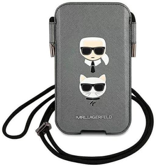 Karl Lagerfeld Púzdro Bag KLHCP12MOPHKCG 6,1" grey hardcase Saffiano Ikonik Karl&Choupette Head (KLHCP12MOPHKCG)