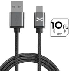 Ghostek Kábel - NRGline Micro USB 3m , Black/Graphite (GHOCBL036)