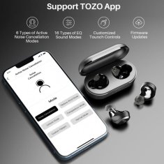Diskus TOZO NC9 Pro, slúchadlá do uší, čierna