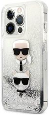 Karl Lagerfeld Kryt KLHCP13LKICGLS iPhone 13 Pro / 13 6,1" silver hardcase Liquid Glitter Karl&Choupette Head (KLHCP13LKICGLS)