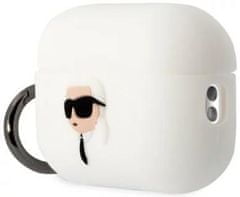 Karl Lagerfeld Púzdro AirPods Pro 2 cover white Silicone Karl Head 3D (KLAP2RUNIKH)