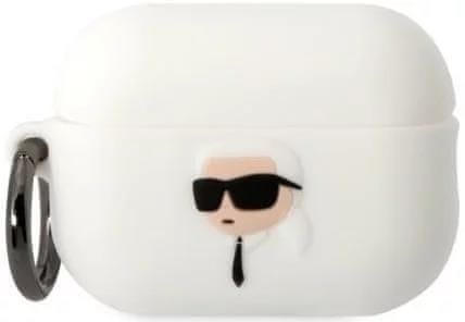 Karl Lagerfeld Púzdro AirPods Pro 2 cover white Silicone Karl Head 3D (KLAP2RUNIKH)