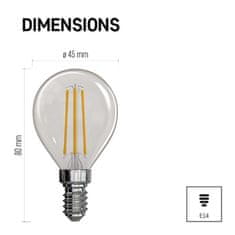 EMOS LED žiarovka Filament Mini Globe / E14 / 3,4 W (40 W) / 470 lm / neutrálna biela