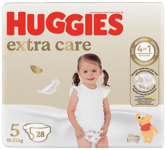 Huggies Plienky jednorázové Extra Care 5 (12-17 kg) 28 ks