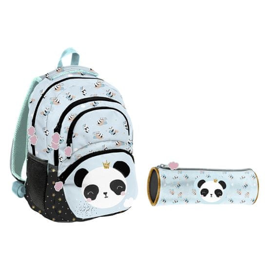 Paso Školský set trojkomorový batoh + puzdro Panda