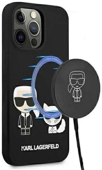 Karl Lagerfeld Kryt iPhone 13 Pro / 13 6,1" hardcase Black Silicone Karl & Choupette Magsafe (KLHMP13LSSKCK)