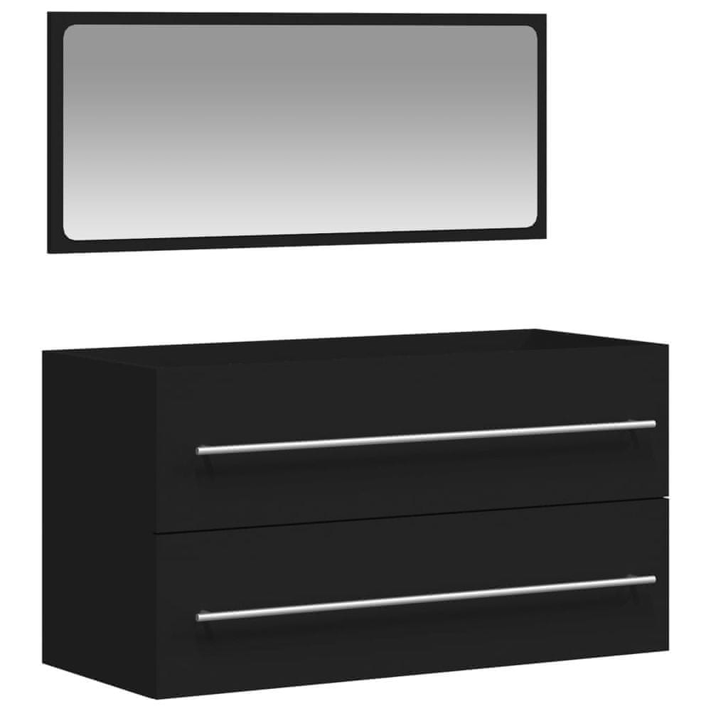 Vidaxl vidXL Kúpeľňová skrinka so zrkadlom čierna kompozitné drevo