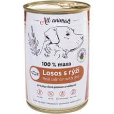 All Animals konz. pre psov losos mletý s ryžou 400g