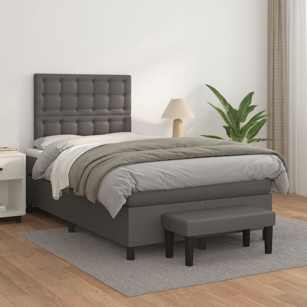 Vidaxl Boxspring posteľ s matracom sivá 120x200 cm umelá koža