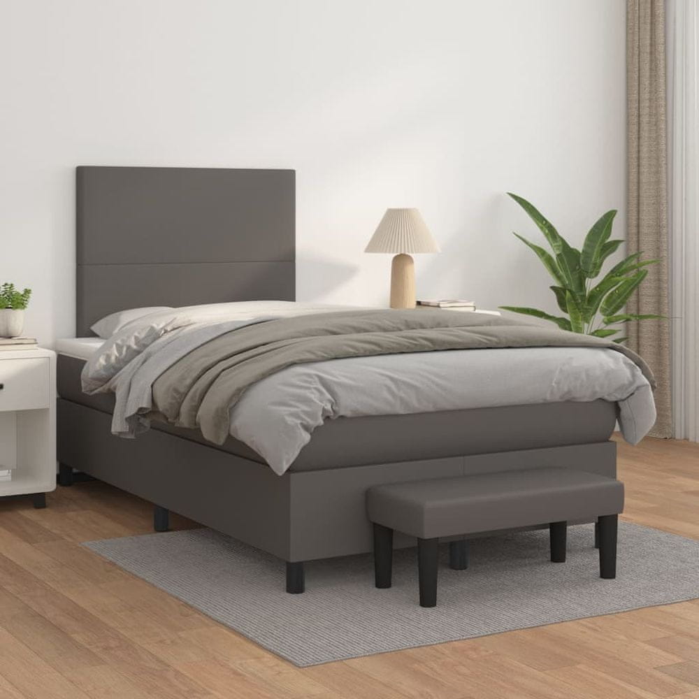 Vidaxl Boxspring posteľ s matracom sivá 120x200 cm umelá koža