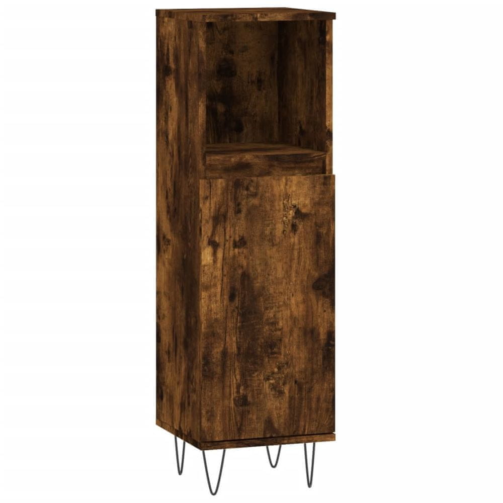 Vidaxl Kúpeľňová skrinka dymový dub 30x30x100 cm kompozitné drevo